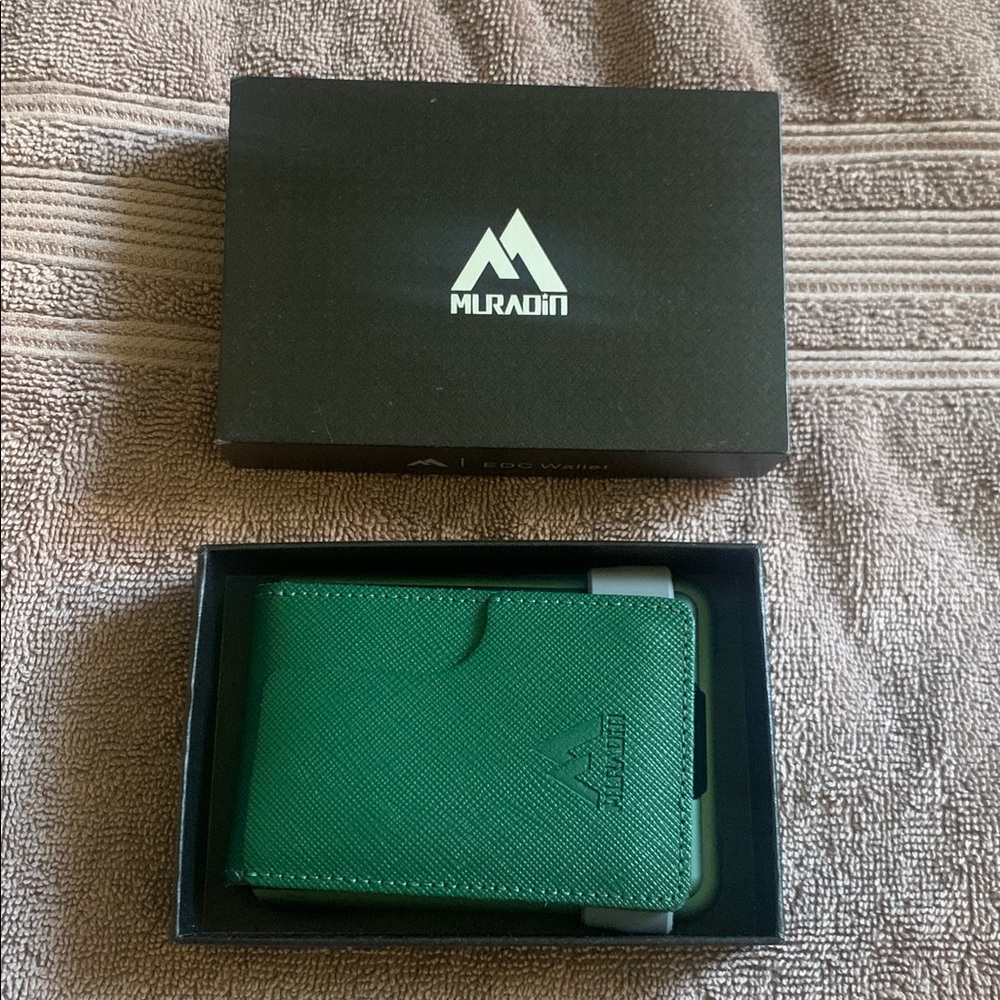 Muradin EDC Wallet Tactical Bifold EDC Metal RFID Blocking in Saffiano Green - Picture 9 of 14